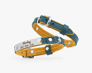 Cat Collar, Caramel + Ocean Blue