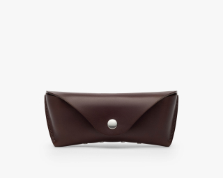 Hard Leather Sunglasses Case Without Lining, Size M In Coffee Color
