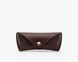 Hard Leather Sunglasses Case With Full Lining, Size M In Coffee Color