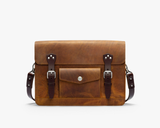Leather Briefcase, Size M In Canyon Color