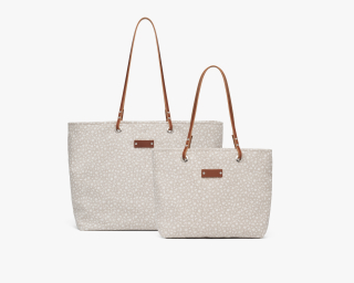 Cotton Purse With Leather Handles