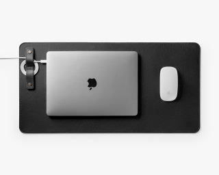 Leather Desk Pad, Size S In Carbon Color