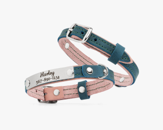 Cat Collar, Blush Pink + Ocean Blue
