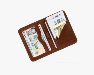Leather RFID Blocking Wallet In Mahogany Color