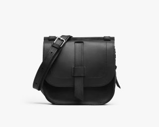 Leather Saddle Bag In Black Color