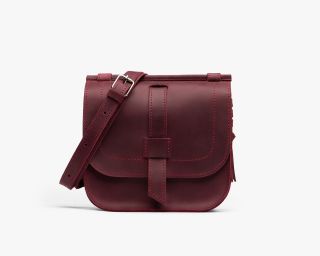 Leather Saddle Bag In Sangria Color