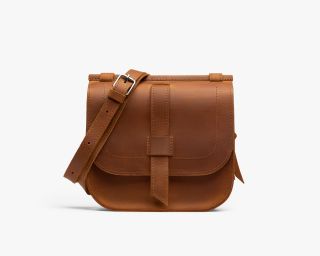 Leather Saddle Bag In Cognac Color
