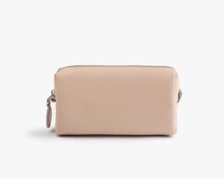 Leather Makeup Bag, Size S In Whisper Pink Color