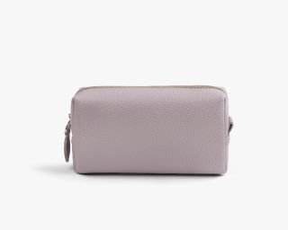 Leather Makeup Bag, Size S In Lavender Color