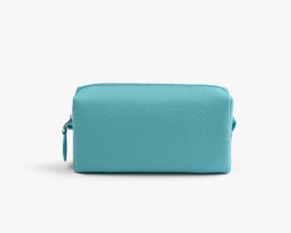 Leather Makeup Bag, Size S In Turquoise Color