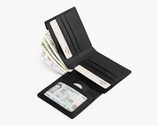 AirTag Compatible Mens Bifold Wallet In Black Color