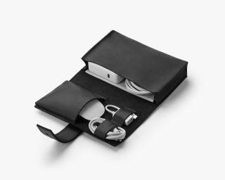 Leather Cable Organizer In Black Color