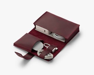 Leather Cable Organizer In Sangria Color