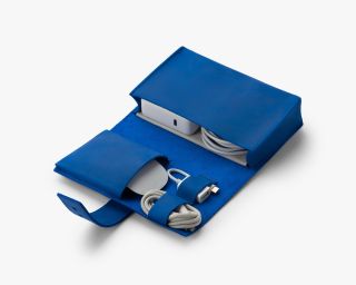 Leather Cable Organizer In Sapphire Color