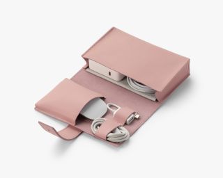 Leather Cable Organizer In Peony Pink Color