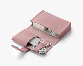 Leather Cable Organizer In Dusty Rose Color