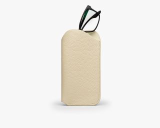 Soft Leather Glasses Case In Ivory Color