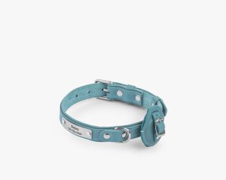 Leather AirTag Compatible Dog Collar, Size M In Iceberg Color