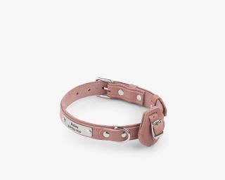 Leather AirTag Compatible Dog Collar, Size M In Peony Pink Color