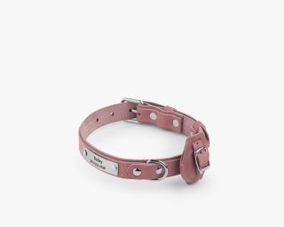 Leather AirTag Compatible Dog Collar, Size M In Dusty Rose Color