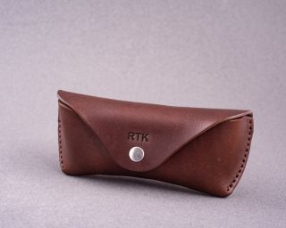 Leather Sunglasses Case Without Lining, Size M In Coffee Color