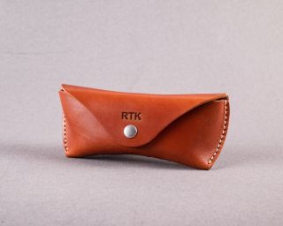 Leather Sunglasses Case Without Lining, Size M In Whiskey Color