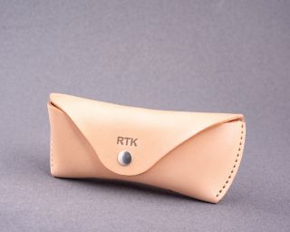 Leather Sunglasses Case Without Lining, Size M In Tan Color