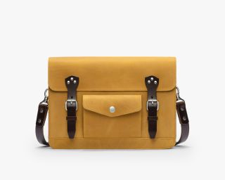 Leather Satchel, Size M In Caramel Color