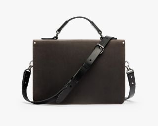 Leather Satchel With Top Handle, Size M In Espresso Color