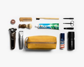Dopp Kit With Handle In Caramel Color