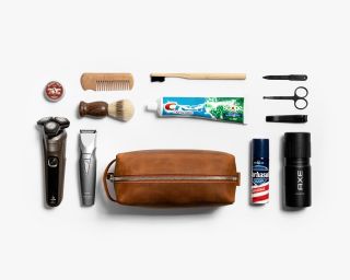 Dopp Kit With Handle In Cognac Color