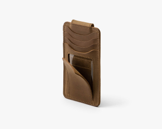 AirTag Compatible Credit Card Wallet Mens Money Clip Wallet In Pecan Color