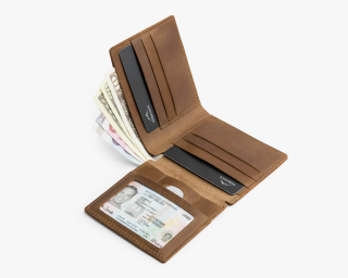 AirTag Compatible Mens Bifold Wallet In Pecan Color