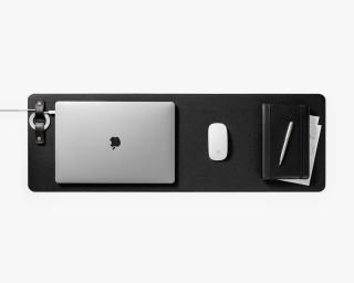 Leather Desk Pad, Size M In Carbon Color