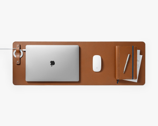Leather Desk Pad, Size M In Ginger Color