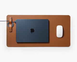 Leather Desk Pad, Size S In Ginger Color