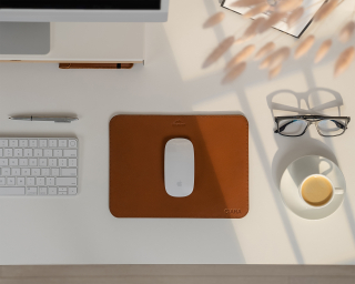 Full-Grain Leather Mouse Pad In Ginger Color