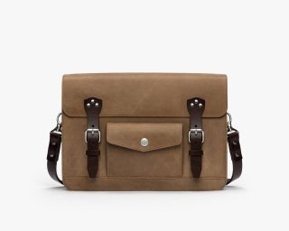 Leather Briefcase, Size M In Pecan Color