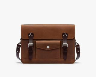 Leather Briefcase, Size M In Cognac Color