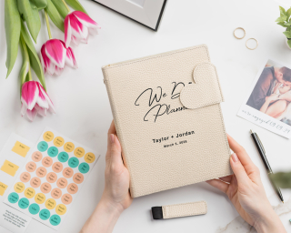 Leather Wedding Planner Book In Ivory Color