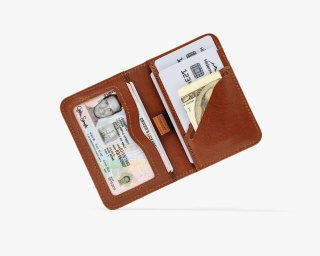 Leather RFID Blocking Wallet In Whiskey Color