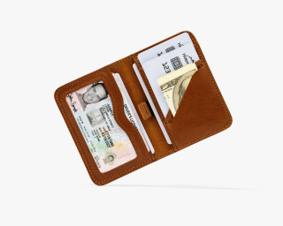 Leather RFID Blocking Wallet In Brandy Color