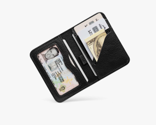 Leather RFID Blocking Wallet In Carbon Color