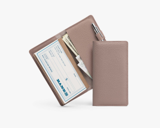 Pebbled Leather Checkbook Cover