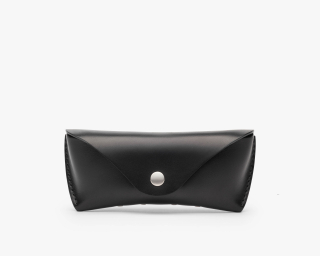 Hard Leather Sunglasses Case Without Lining, Size M In Midnight Color