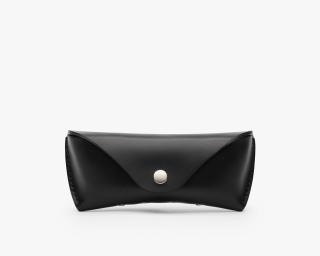 Hard Leather Sunglasses Case With Full Lining, Size M In Midnight Color