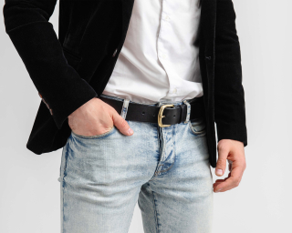 Mens Jeans Belt, Size M In Midnight Color