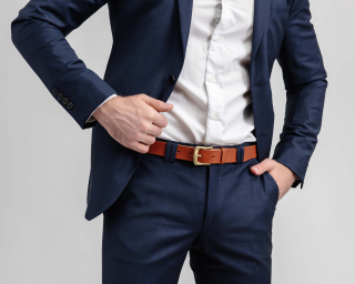 Mens Trousers Belt, Size M In Whiskey Color