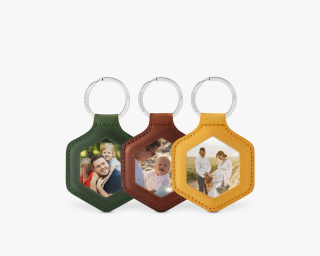 Photo Leather Keychain with Stainless Steel Plate