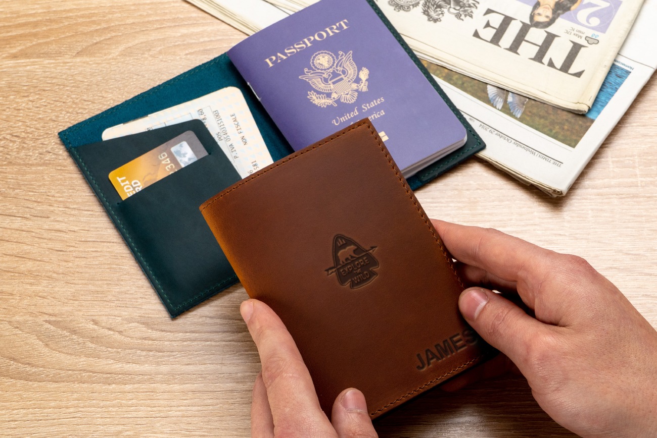 Leather Passport Organizer Documents